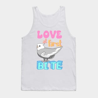 Love at first bite Grey Cockatiel Funny Birb merch Parrot Kawaii Tank Top